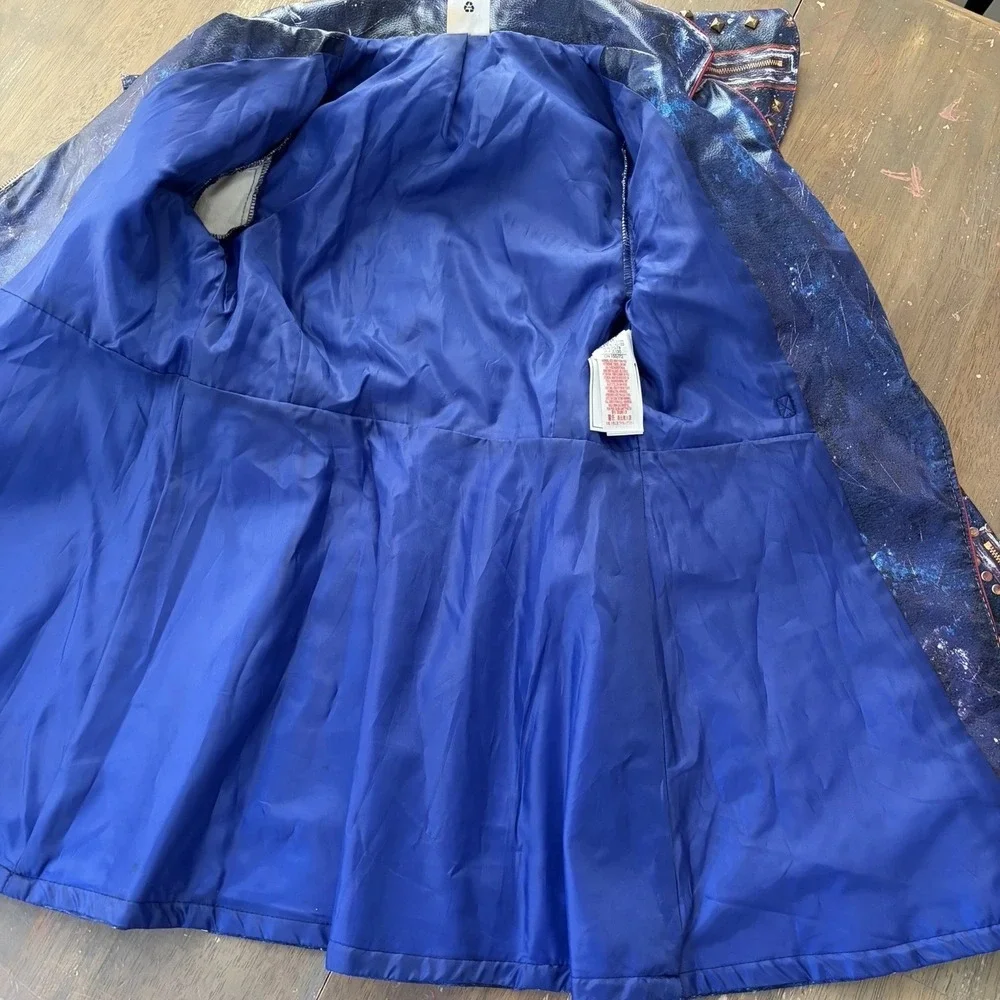 Disney Descendants 11/12 Evie Halloween costume Faux Leather Trench Coat Jacket